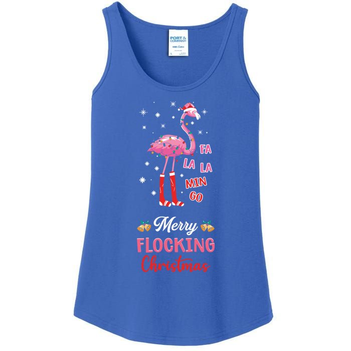 Merry Flocking Christmas Flamingo Hat Xmas Pj Costume Cute Gift Ladies Essential Tank