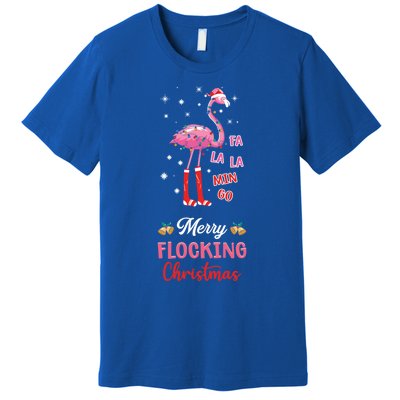 Merry Flocking Christmas Flamingo Hat Xmas Pj Costume Cute Gift Premium T-Shirt