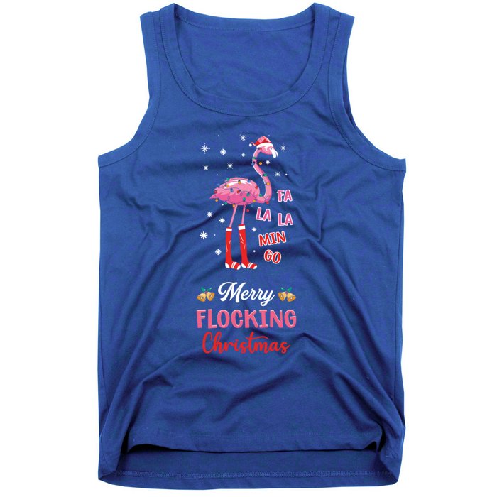 Merry Flocking Christmas Flamingo Hat Xmas Pj Costume Cute Gift Tank Top