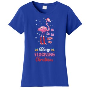 Merry Flocking Christmas Flamingo Hat Xmas Pj Costume Cute Gift Women's T-Shirt