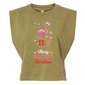 Merry Flocking Christmas Flamingo Hat Xmas Pj Costume Cute Gift Garment-Dyed Women's Muscle Tee