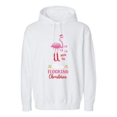 Merry Flocking Christmas Flamingo Hat Xmas Pj Costume Cute Gift Garment-Dyed Fleece Hoodie