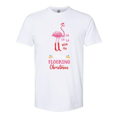 Merry Flocking Christmas Flamingo Hat Xmas Pj Costume Cute Gift Softstyle CVC T-Shirt