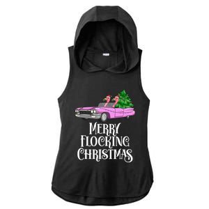 Merry Flocking Christmas Pink Flamingos Pink Car And Xmas Tree Cute Gift Ladies PosiCharge Tri-Blend Wicking Draft Hoodie Tank