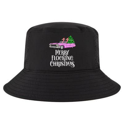 Merry Flocking Christmas Pink Flamingos Pink Car And Xmas Tree Cute Gift Cool Comfort Performance Bucket Hat