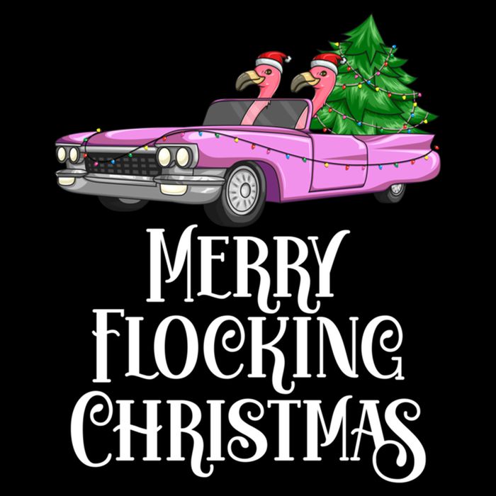 Merry Flocking Christmas Pink Flamingos Pink Car And Xmas Tree Cute Gift Sustainable Bucket Hat