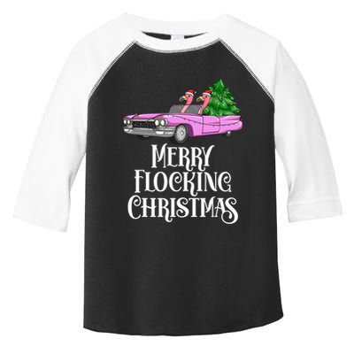 Merry Flocking Christmas Pink Flamingos Pink Car And Xmas Tree Cute Gift Toddler Fine Jersey T-Shirt