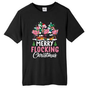 Merry Flocking Christmas Flamingo Pink In Santa Hat Gift Fun Gift Tall Fusion ChromaSoft Performance T-Shirt