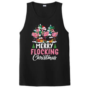 Merry Flocking Christmas Flamingo Pink In Santa Hat Gift Fun Gift PosiCharge Competitor Tank