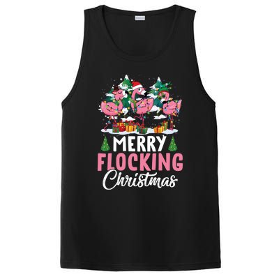 Merry Flocking Christmas Flamingo Pink In Santa Hat Gift Fun Gift PosiCharge Competitor Tank