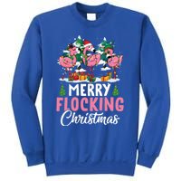 Merry Flocking Christmas Flamingo Pink In Santa Hat Gift Fun Gift Sweatshirt