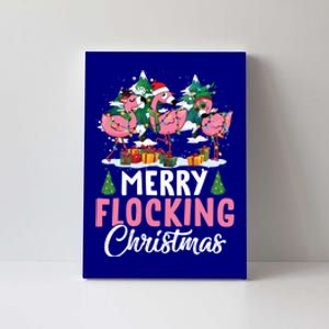 Merry Flocking Christmas Flamingo Pink In Santa Hat Gift Fun Gift Canvas