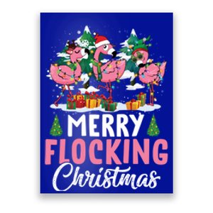 Merry Flocking Christmas Flamingo Pink In Santa Hat Gift Fun Gift Poster