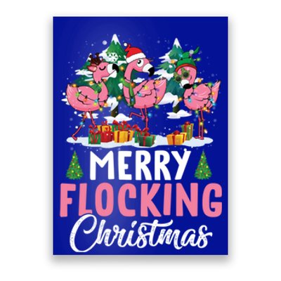 Merry Flocking Christmas Flamingo Pink In Santa Hat Gift Fun Gift Poster