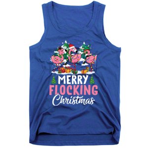 Merry Flocking Christmas Flamingo Pink In Santa Hat Gift Fun Gift Tank Top