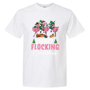 Merry Flocking Christmas Flamingo Pink In Santa Hat Gift Fun Gift Garment-Dyed Heavyweight T-Shirt