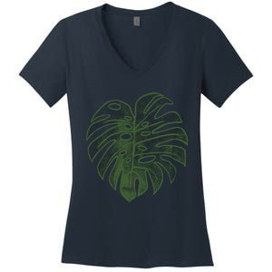 Monstera Funny Crazy Plant Lady Monstera Deliciosa Women's V-Neck T-Shirt