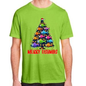 Merry Fishmas Christmas Tree Fishing Fisher Meaningful Gift Adult ChromaSoft Performance T-Shirt