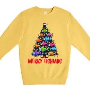 Merry Fishmas Christmas Tree Fishing Fisher Meaningful Gift Premium Crewneck Sweatshirt