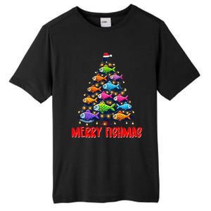 Merry Fishmas Christmas Tree Fishing Fisher Meaningful Gift Tall Fusion ChromaSoft Performance T-Shirt