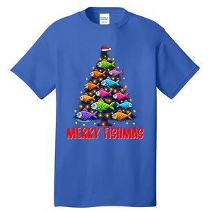 Merry Fishmas Christmas Tree Fishing Fisher Meaningful Gift Tall T-Shirt