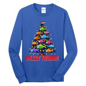 Merry Fishmas Christmas Tree Fishing Fisher Meaningful Gift Tall Long Sleeve T-Shirt