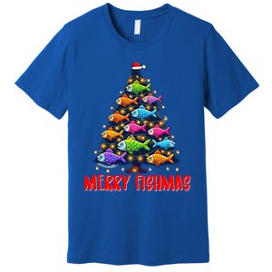 Merry Fishmas Christmas Tree Fishing Fisher Meaningful Gift Premium T-Shirt