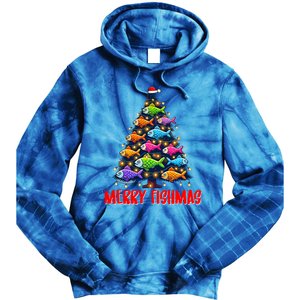 Merry Fishmas Christmas Tree Fishing Fisher Meaningful Gift Tie Dye Hoodie