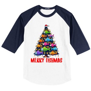 Merry Fishmas Christmas Tree Fishing Fisher Meaningful Gift Baseball Sleeve Shirt