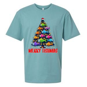 Merry Fishmas Christmas Tree Fishing Fisher Meaningful Gift Sueded Cloud Jersey T-Shirt