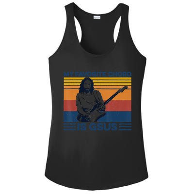 My Favorite Chord Is Gsus Jesus Playing Guitar Vintage Gift Ladies PosiCharge Competitor Racerback Tank
