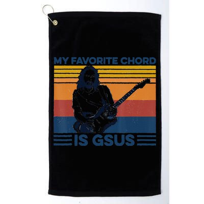 My Favorite Chord Is Gsus Jesus Playing Guitar Vintage Gift Golf Towel