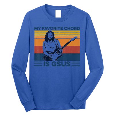 My Favorite Chord Is Gsus Jesus Playing Guitar Vintage Gift Long Sleeve Shirt