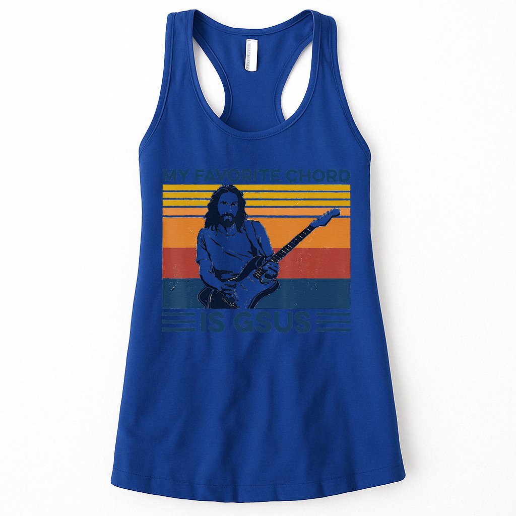 My Favorite Chord Is Gsus Jesus Playing Guitar Vintage Gift Womens Tank Top