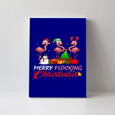 Merry Flocking Christmas Flamingo Pink In Santa Hat Gift Canvas