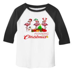 Merry Flocking Christmas Flamingo Pink In Santa Hat Gift Toddler Fine Jersey T-Shirt