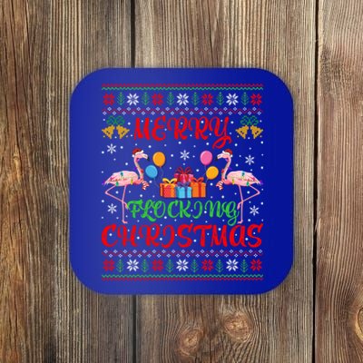 Merry Flocking Christmas Ugly Lights Pink Flamingo Christmas Meaningful Gift Coaster