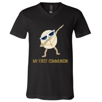 My First Communion Dabbing Wafer 1st Communion V-Neck T-Shirt