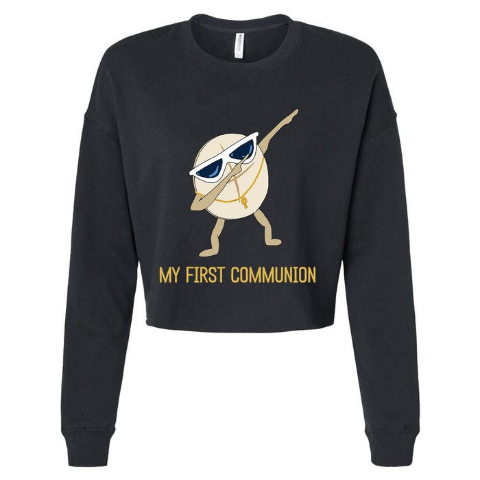 My First Communion Dabbing Wafer 1st Communion Cropped Pullover Crew