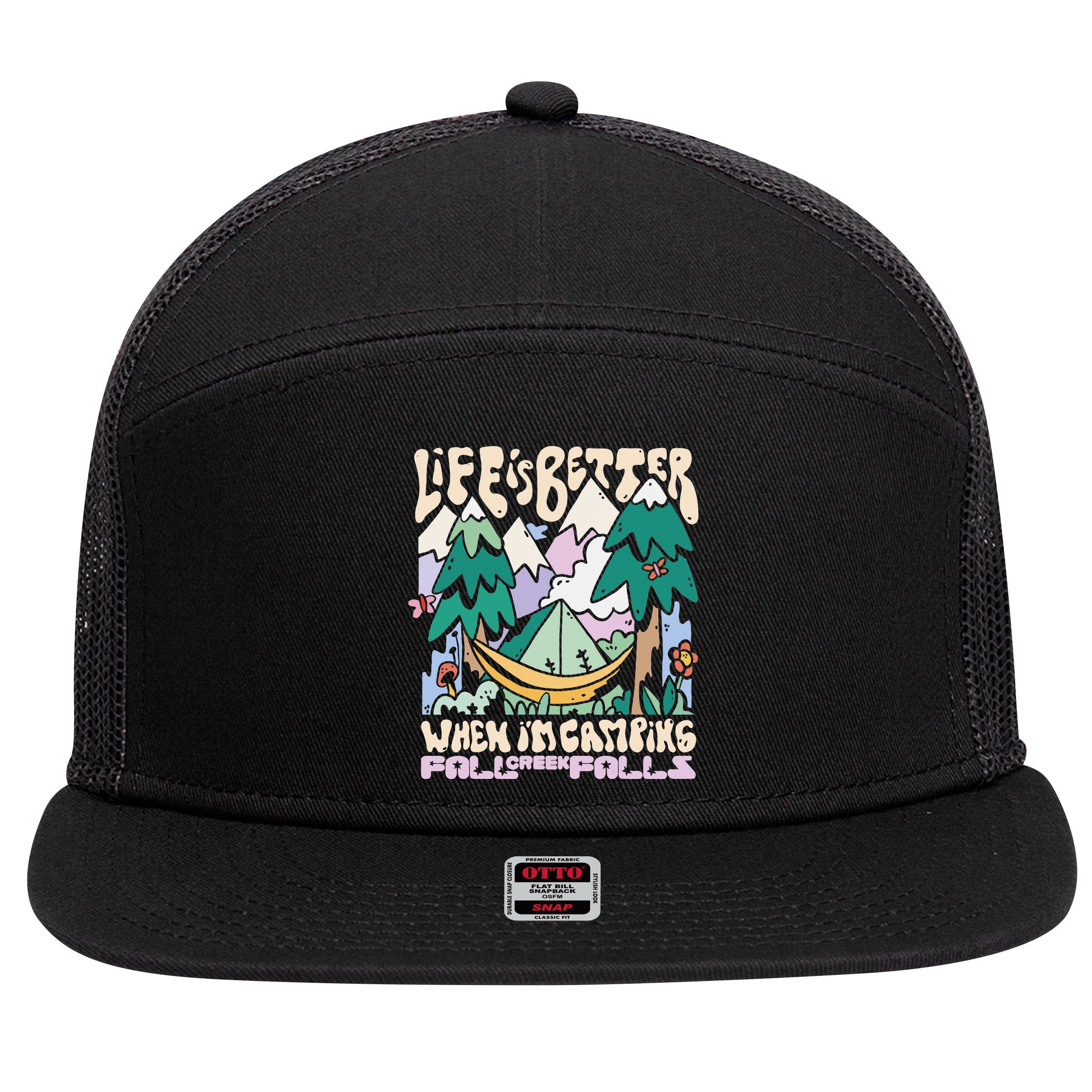Mountains Fall Creek Falls Tennessee Camping 7 Panel Mesh Trucker Snapback Hat