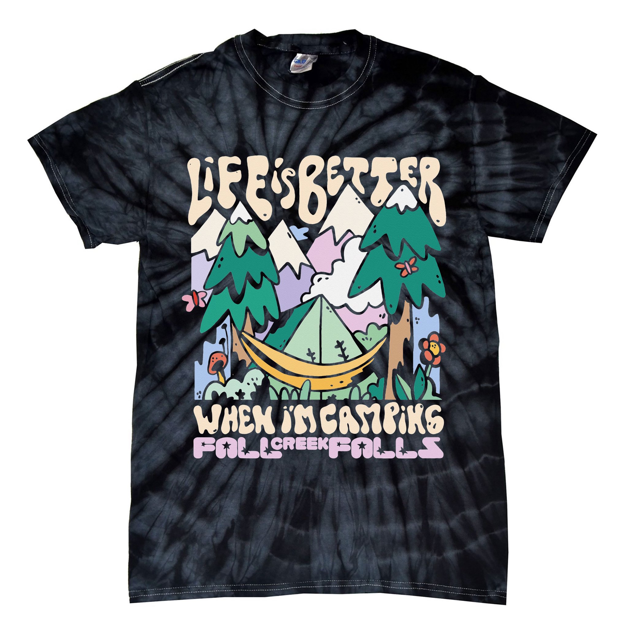 Mountains Fall Creek Falls Tennessee Camping Tie-Dye T-Shirt