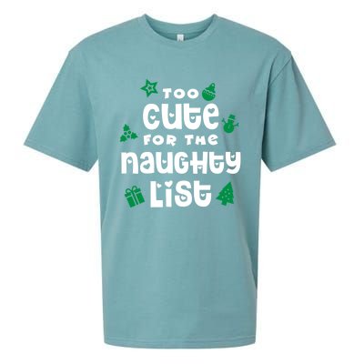 Matching Family Christmas Design Too Cute For Naughty List Cool Gift Sueded Cloud Jersey T-Shirt