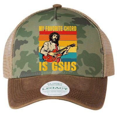 My Favorite Chord Is Gsus Jesus Playing Guitar Vintage Legacy Tie Dye Trucker Hat