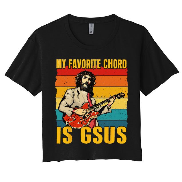 My Favorite Chord Is Gsus Jesus Playing Guitar Vintage Crop Top