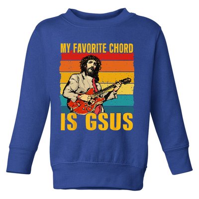 My Favorite Chord Is Gsus Jesus Playing Guitar Vintage Toddler Sweatshirt