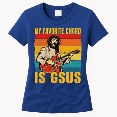 My Favorite Chord Is Gsus Jesus Playing Guitar Vintage Womens T-Shirt