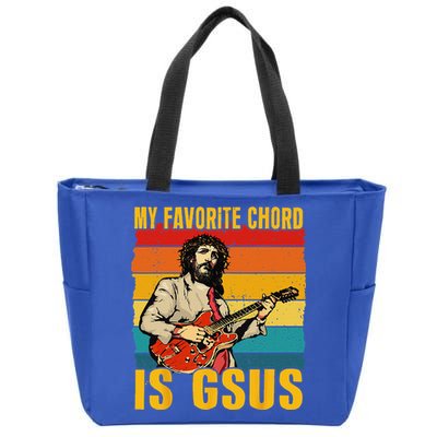 My Favorite Chord Is Gsus Jesus Playing Guitar Vintage Zip Tote Bag
