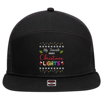 My Favorite Color Is Christmas Lights 7 Panel Mesh Trucker Snapback Hat