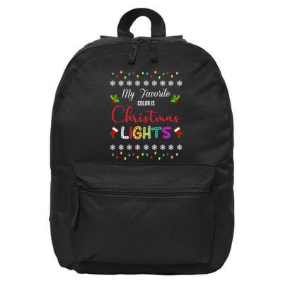 My Favorite Color Is Christmas Lights 16 in Basic Backpack