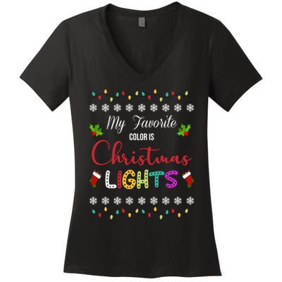 My Favorite Color Is Christmas Lights Women's V-Neck T-Shirt